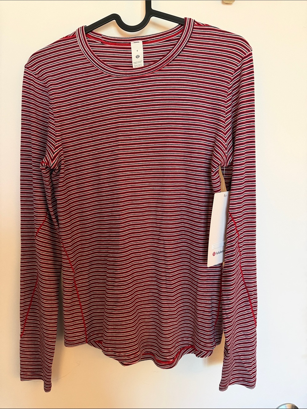 lululemon athletica Women’s Long Sleeve Striped Crew - Red & White